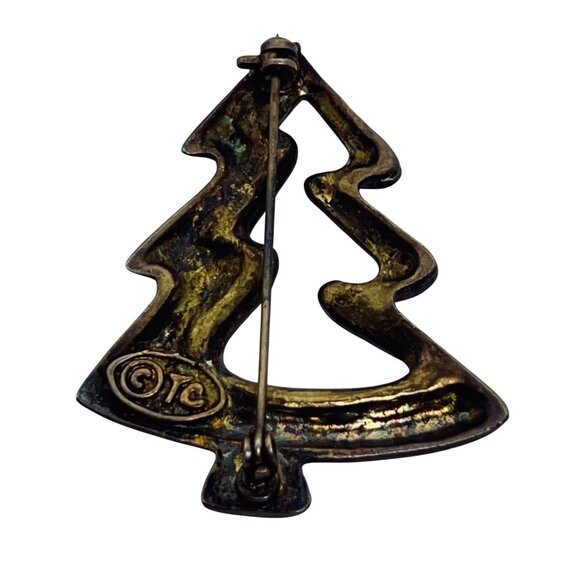 Tanya Creations Brass Tone AB Rhinestones Christmas Tree Brooch (5856) - Picture 4 of 4